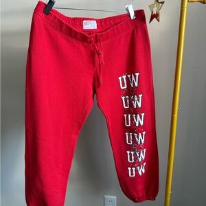 Vintage UW Madison Women's Red Cropped Sweats. Badger Spirit!